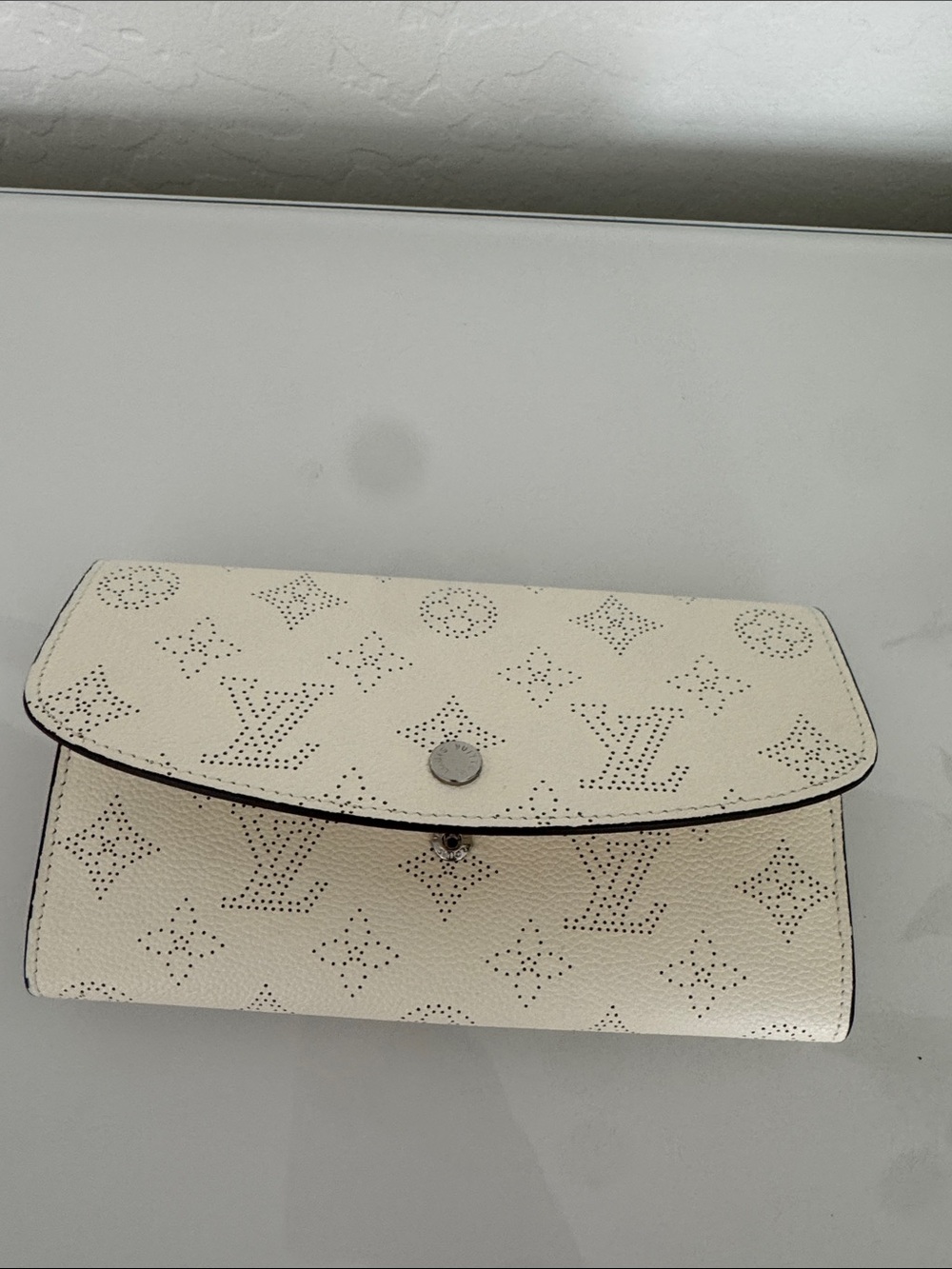 Louis Vuitton Cream Perforated Monogram Snap Wallet